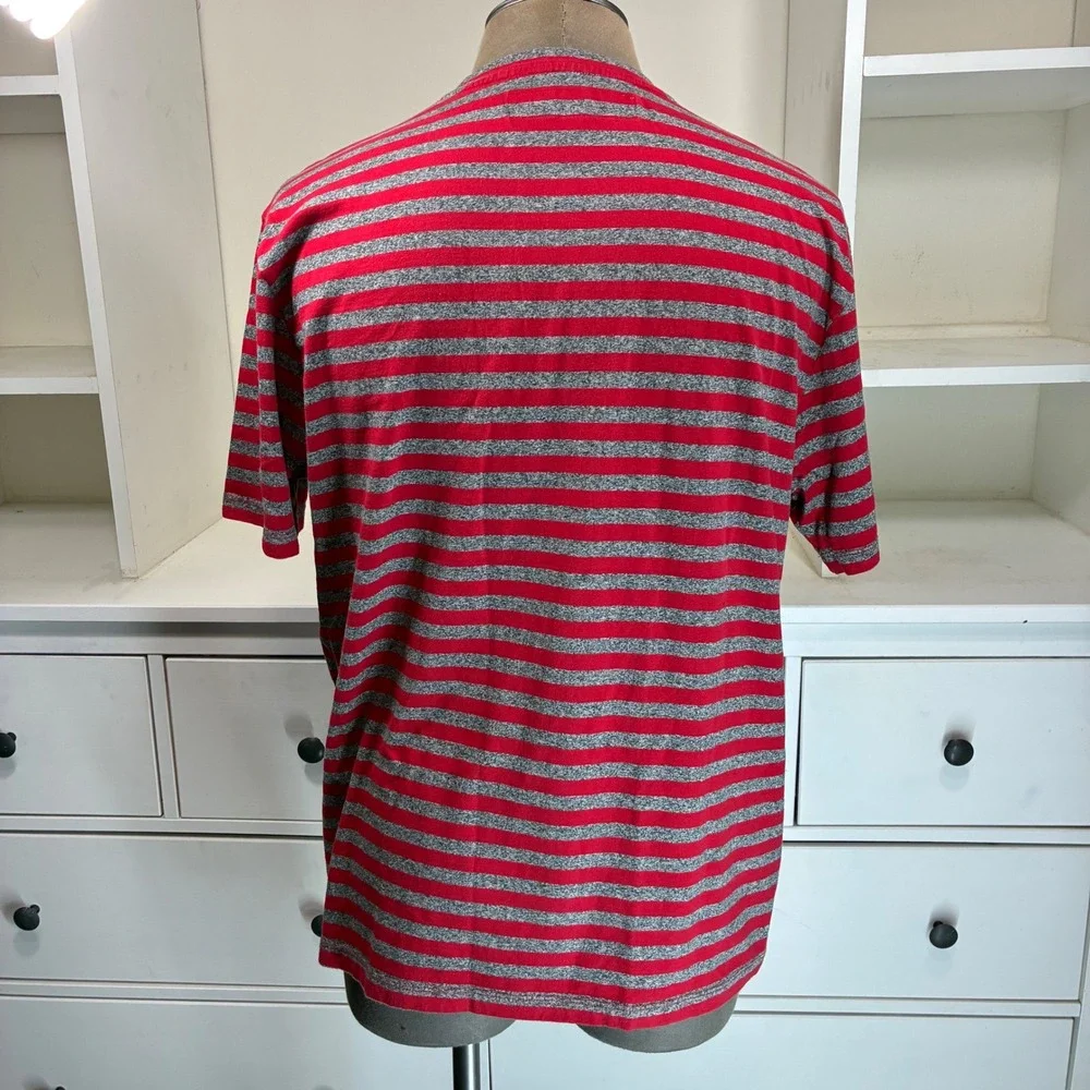 Guess Originals Mens‎ Red Gray Stripe Logo T Shirt Size L - Picture 4 of 6